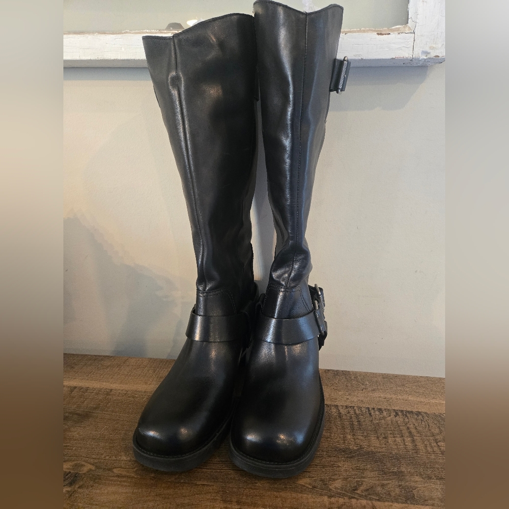 Arezzo Womens Clara Knee-high Tall Motorcycle Boots, Black, 8 - Picture 9 of 11